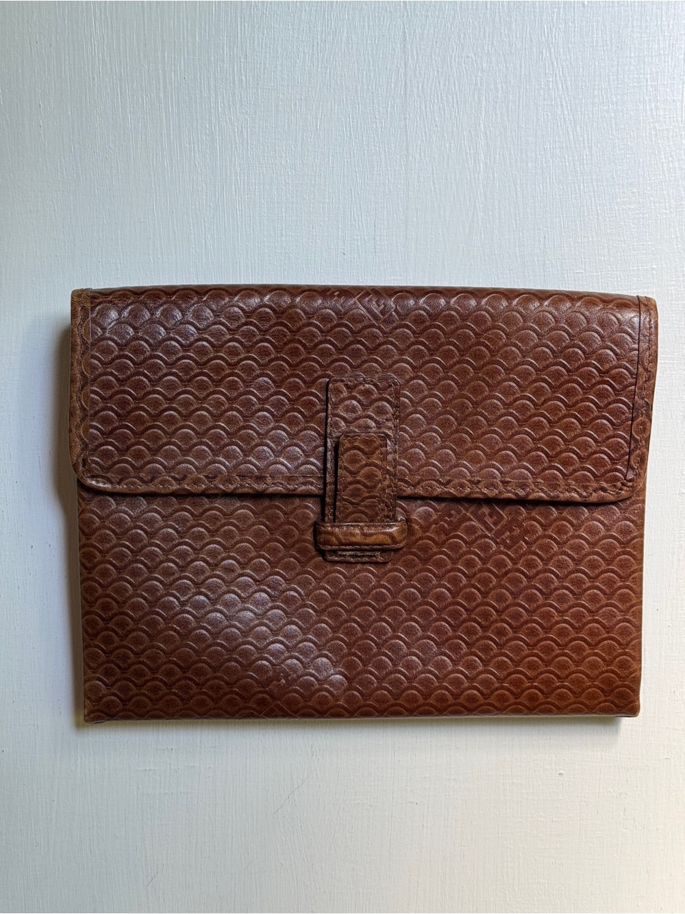 Vintage 70s/80s FENDI SAS Brown Leather Envelope Clutch Purse Made In Italy